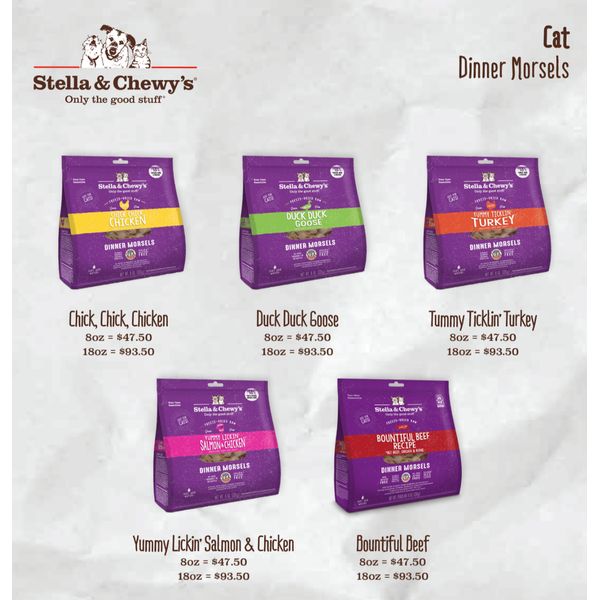 [mPets] Stella & Chewy's Cat Dinner Morsels - 100% Complete Meal (8oz/18oz Bag)* [LOCAL SG DELIVERY]