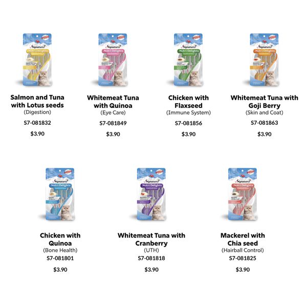 [mPets] Signature7 Nutri Delights Superfood Puree Cat Treats with Health Benefits (4x15g Sachets) [LOCAL SG DELIVERY]