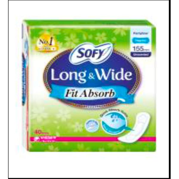 [mobileaid] Sofy Long and Wide Fit Absorb Pantyliner 155mm 40's Unscented/Antibacterial [LOCAL SGL DELIVERY]