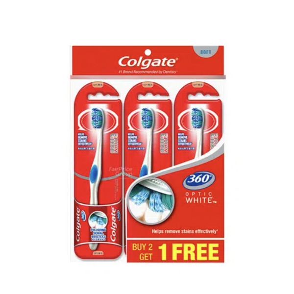 [mobileaid] Colgate 360 Optic White Toothbrush - Soft 3's Polybag [LOCAL SG DELIVERY]