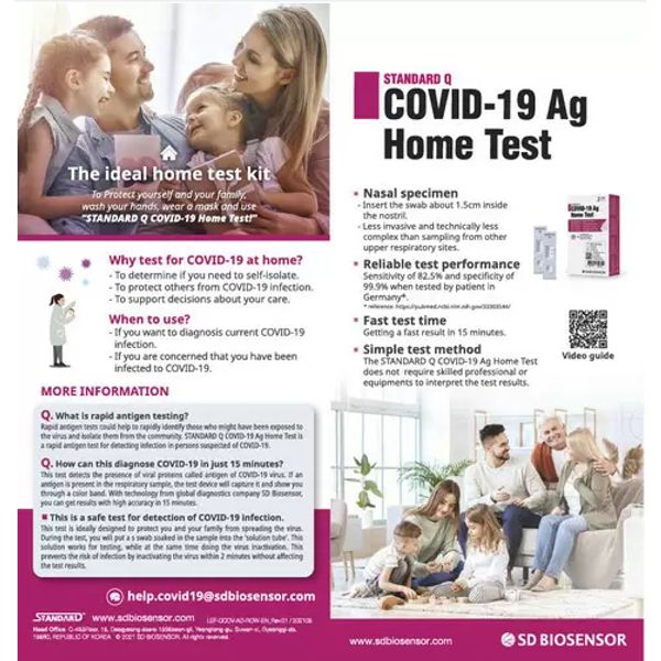 [mobileaid] SD BIOSENSOR Standard Q Covid-19 Home Test Antigen Rapid Self Test (ART) (5 tests in 1 box) [LOCAL SG DELIVERY]