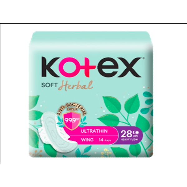 Kotex Anti-Bacterial Soft Herbal Ultrathin Night Sanitary Pad Wing 28cm (For Heavy Flow) 23cm x 16's/ 28cm x 14's – view 2