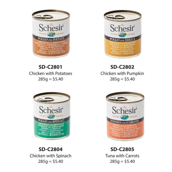[mPets] Schesir Premium Canned Wet Dog Food - Suitable for Small and Large Breed Dogs (285g Tin) [LOCAL SG DELIVERY]