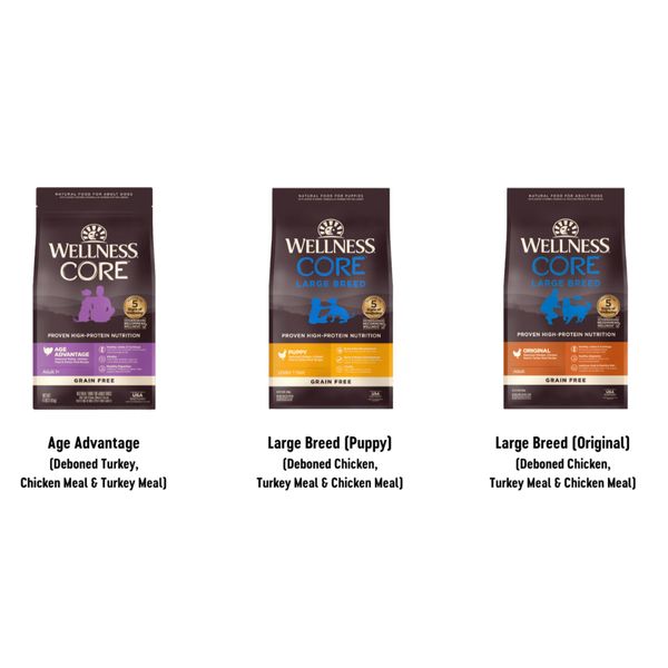 [mPets] Wellness Grain Free Dry Dog Food - Core Series - Varying Sizes & Puppy, SB, LB Available [LOCAL SG DELIVERY]