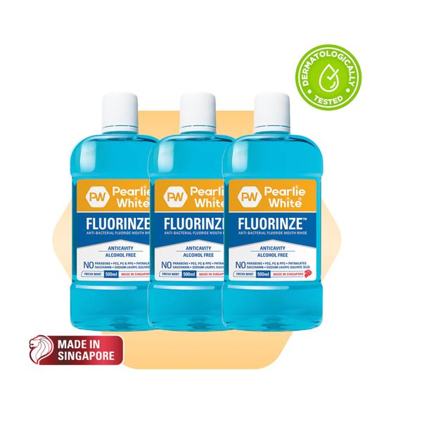 [mobileaid] Pearlie White Fluorinze Anti-bacterial Fluoride Mouth Rinse 750ml/500ml - Triple Pack [LOCAL SG DELIVERY]