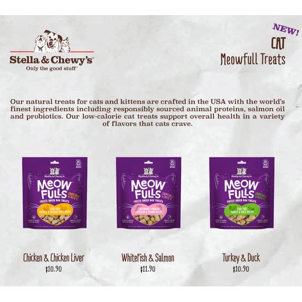 [mPets] Stella & Chewy's Meowfull Cat Treats - All Ages - Added Salmon Oil & Probiotics (1.5oz Bag) [LOCAL SG DELIVERY]