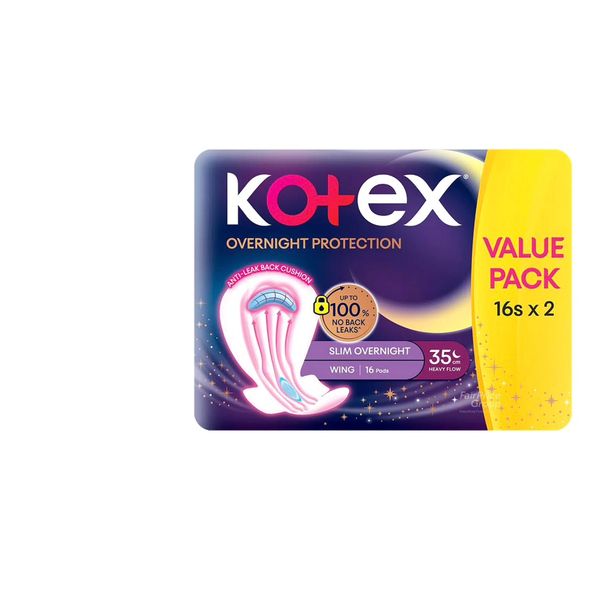 [mobileaid] Kotex Soft & Smooth Slim Overnight Wing Pads Twin Pack - 35cm x 16's/41cm x 14's [LOCAL SG DELIVERY]