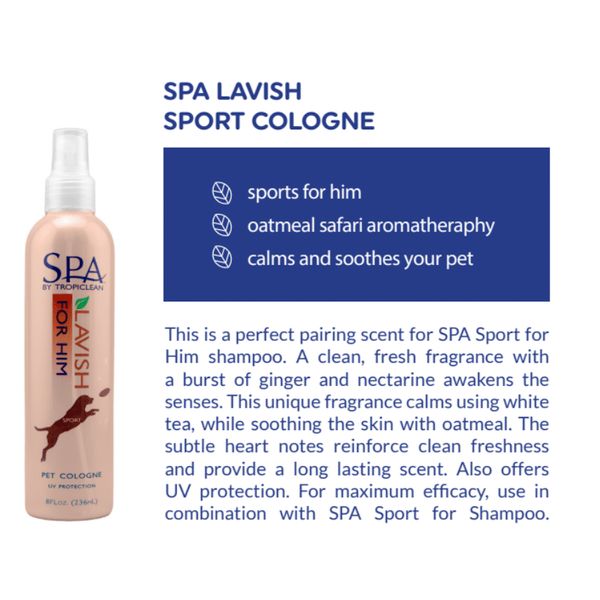 [mPets] TropiClean SPA Lavish Comfort/Fresh/Renew/Sport Cologne 8 fl.oz for Pets [LOCAL SG DELIVERY]