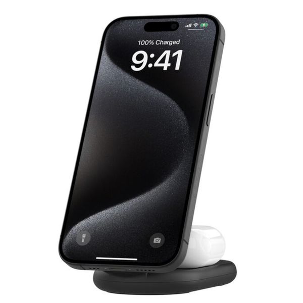 [mtech] BELKIN QI2 2-IN-1 MAG WIRELESS CHARGING STAND BLK/WHT [LOCAL SG DELIVERY] 