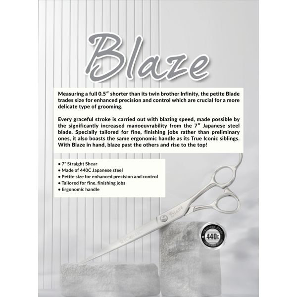 [mPets] True Iconic Blaze 7" Straight Shear Scissors Made of 440C Japanese Steel For Grooming [LOCAL SG DELIVERY]