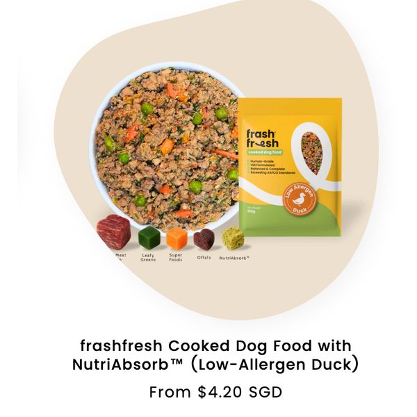 [mPets] frashfresh Cooked Dog Food with NutriAbsorb (Low Allergen Beef/Chicken/Duck/Fish Kangaroo/Lamb/Pork) 2.25kg [LOCAL SG DELIVERY]