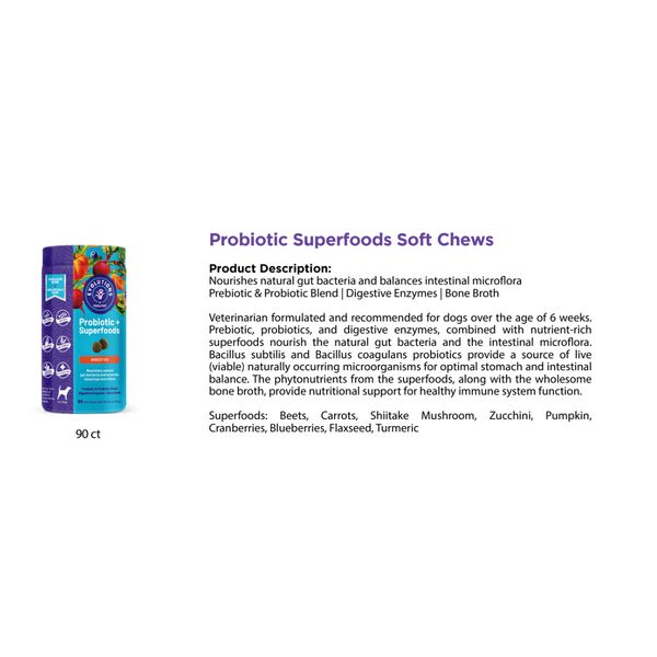 [mPets] NaturVet Probiotic Superfoods Soft Chews 90's for Dogs [LOCAL SG DELIVERY]