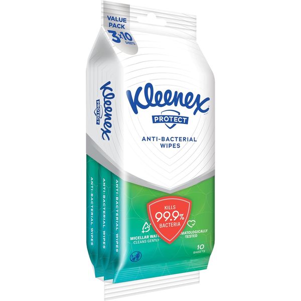 Kleenex Protect Anti-Bacterial Wipes (3x10's)