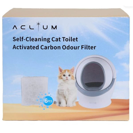 [mPets] Aclium Self-Cleaning Cat Litter Box Activated Carbon Odor Filter 6pc [LOCAL SG DELIVERY]