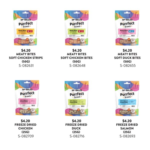 [mPets] Sparkles Purrfectlicious Cat Treats - Freeze Dried, Crunchy & Creamy, Meaty (25g/50g*) [LOCAL SG DELIVERY]