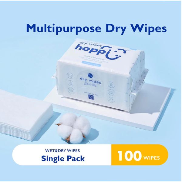 [mkids] hoppi Dry Wipes (100 Wipes) [LOCAL SG DELIVERY]