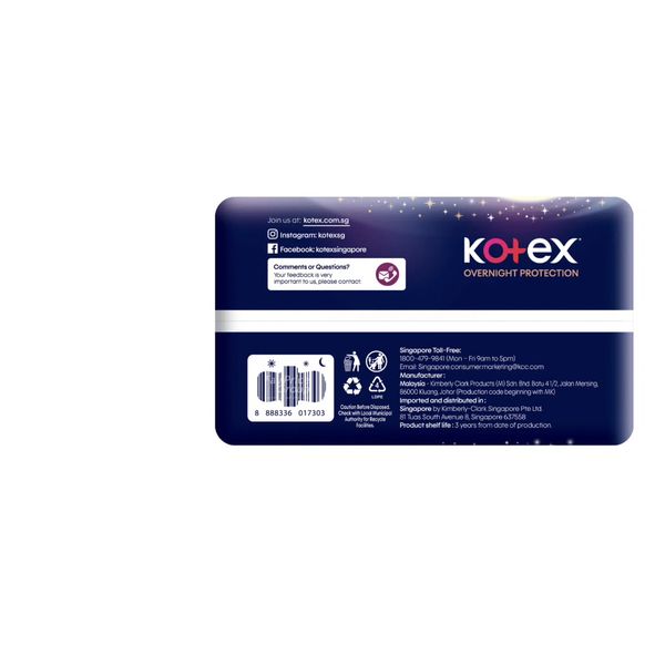Kotex Soft & Smooth Slim Overnight Wing Pads - 28cm x 20's/32cm x 18's/35cm x 16's/41cm x 14's – view 3