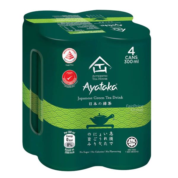 [mfoods] Bundle of 2 cartons Authentic Tea House Can Drink (Ayataka No Sugar Japanese Green Tea 300ml) 6 x 4 cans [LOCAL SG DELIVERY]