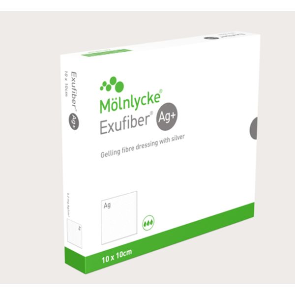 [mobileaid] Molnlycke Exufiber Ag+ 2 x 45cm 5's/10cm x 10cm 10's [LOCAL SG DELIVERY]