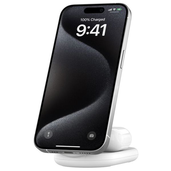 [mtech] BELKIN QI2 2-IN-1 MAG WIRELESS CHARGING STAND BLK/WHT [LOCAL SG DELIVERY] 