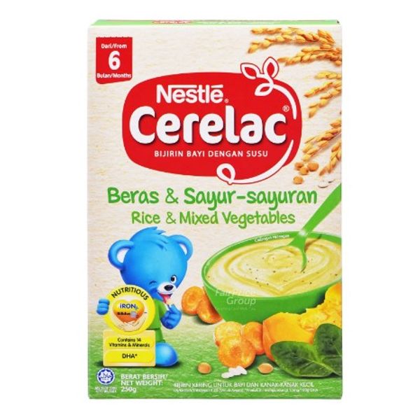 [mobileaid] Nestle Cerelac Rice & Mixed Vegetables for infants 250g x 24 From 6mths onwards [LOCAL SG DELIVERY]