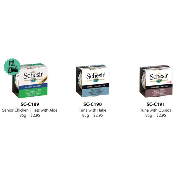 [mPets] Schesir Cat Food Can In Jelly (85g) (Senior and Kitten Varieties available too) [LOCAL SG DELIVERY]