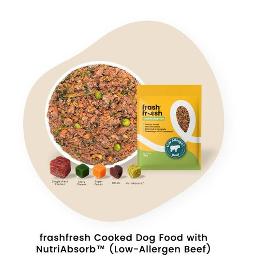 [mPets] frashfresh Cooked Dog Food with NutriAbsorb (Low Allergen Beef/Chicken/Duck/Fish Kangaroo/Lamb/Pork) 150g [LOCAL SG DELIVERY]