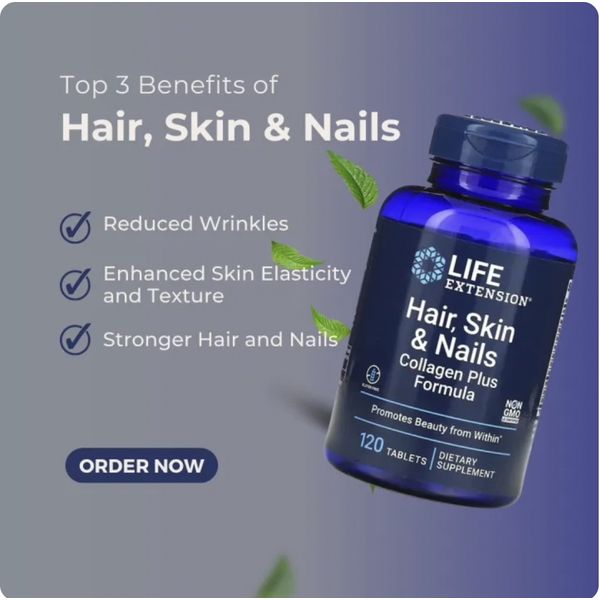 [mfoods] Life Extension, Hair, Skin And Nails, Collagen Plus Formula, Enhance Skin, Hair And Nail Support, 120 Tablets  [LOCAL SG DELIVERY]