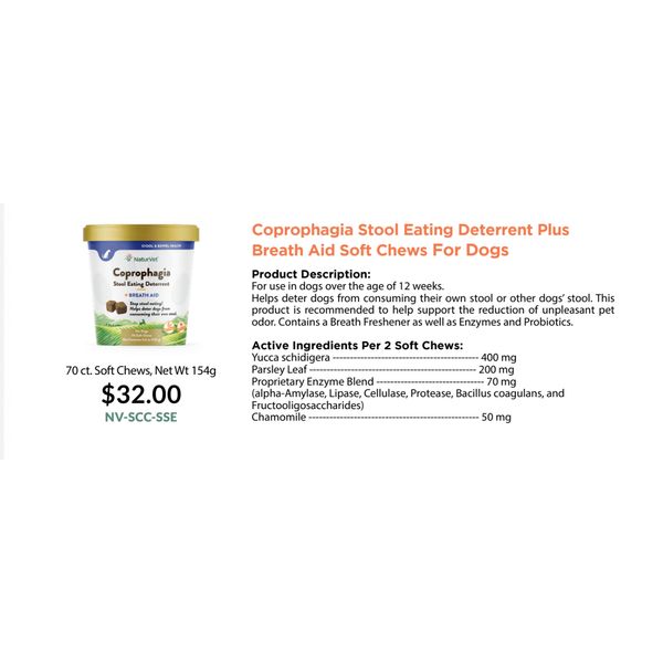 [mPets] NaturVet Coprophagia Stool Eating Deterrent Plus Breath Aid Soft Chews For Dogs 154g [LOCAL SG DELIVERY]