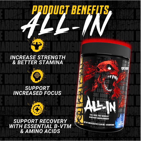 [mfoods] ALL IN, Pre-workout Supplement Full-Dose, Increase Energy, Improve Focus, 500g [LOCAL SG DELIVERY]