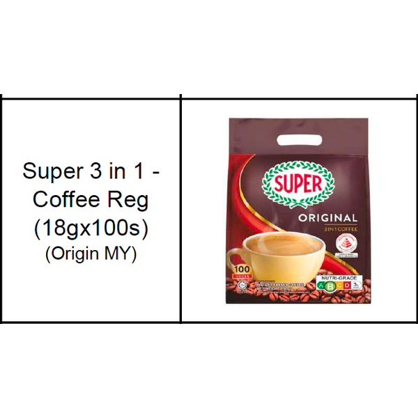 Super 3 in 1 - Coffee Regular 15g x 100's