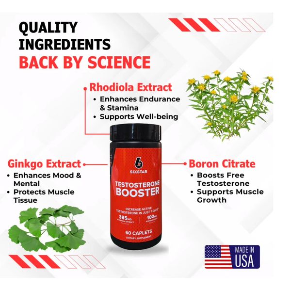 [mfoods] Six Star, Elite Series, Testosterone Booster for Men With Boron Citrate, Enhance Training Performance, 60 Caplets [LOCAL SG DELIVERY]