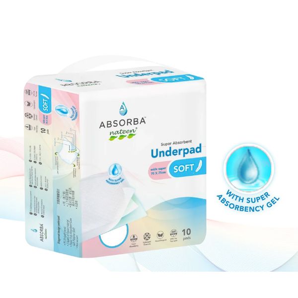 [mobileaid] Absorba Nateen Soft Underpads (10 Pads) per pack [LOCAL SG DELIVERY]