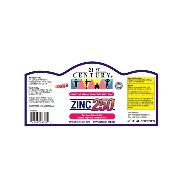 21st Century Zinc 250mg 60's – view 2