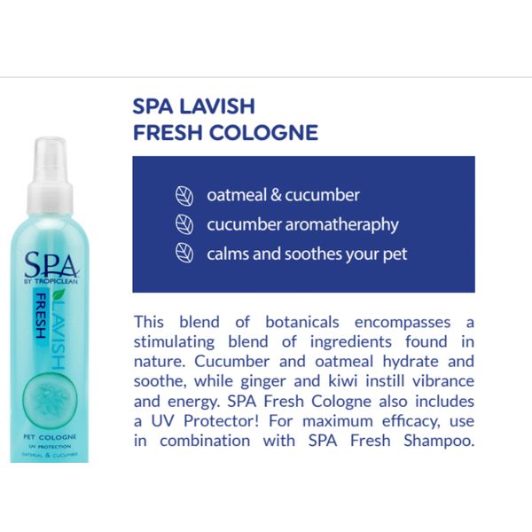 [mPets] TropiClean SPA Lavish Comfort/Fresh/Renew/Sport Cologne 8 fl.oz for Pets [LOCAL SG DELIVERY]