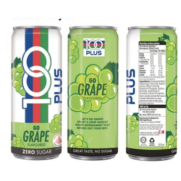 F&N 100 Plus Zero Original/Grape 325ml x 24 cans – view 5