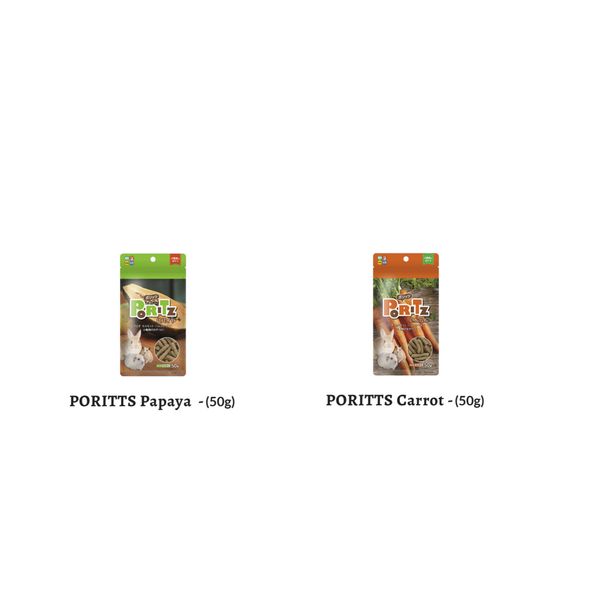 [mPets] Hi-Pet Poritts Papaya 50g/Porrits Carrot 50g/Timothy Stick with Apple Juice (10pcs)/Glu Free Life Double Zero Snack for Rabbit OR Guinea Pig 100g [LOCAL SG DELIVERY]