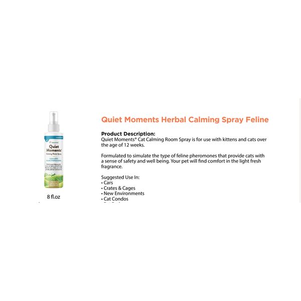 [mPets] NaturVet Quiet Moments Herbal Calming Spray Feline 8 fl.oz [LOCAL SG DELIVERY]