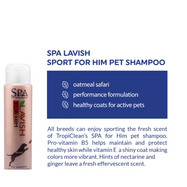 [mPets] TropiClean SPA Lavish White Coat/Sport for Him Pet Shampoo (Grooming) [LOCAL SG DELIVERY]