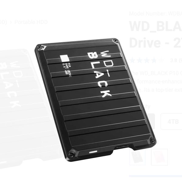 Western Digital Portable Hard Disk WD Black P10 Game Drive 2TB/4TB/5TB/6TB (USB 3.2 Gen 1)