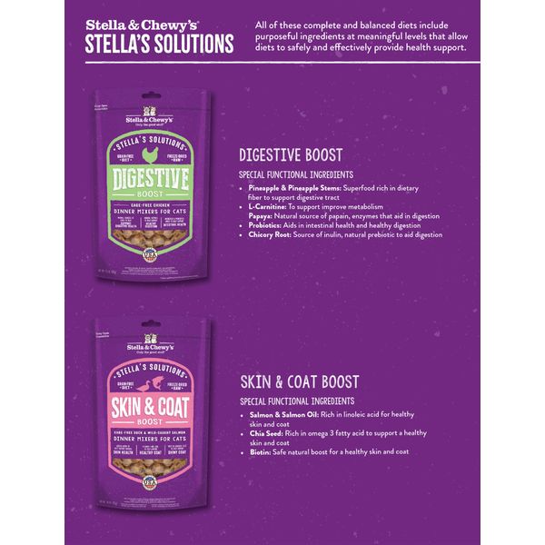 [mPets] Stella & Chewy's Stella's Cat Solutions Dinner Mixer To Boost Health - Gluten Free(7.5oz Bag) [LOCAL SG DELIVERY]