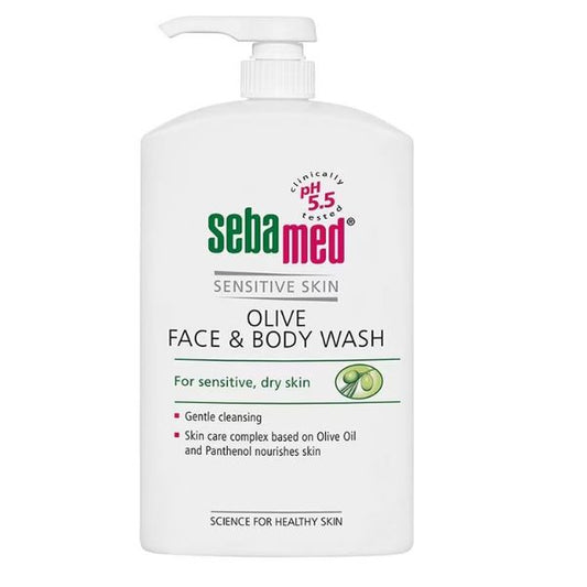 [Dermaceutica] Sebamed Sensitive Skin Olive, Face and Body Wash with Pump 1000ml [LOCAL SG DELIVERY]