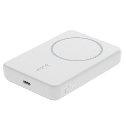 [mtech] Belkin Boost Charge Magnetic Wireless Power Bank 5K + Stand  White/Black [LOCAL SG DELIVERY] - White