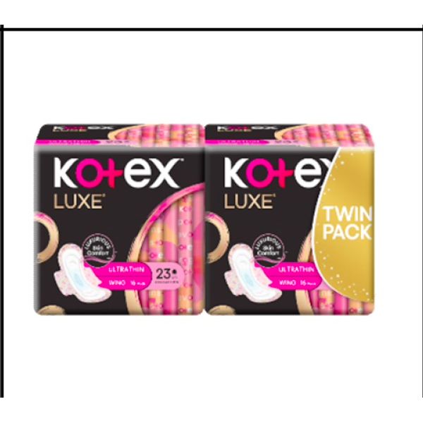 [mobileaid] Kotex Luxe Ultra Thin Wing - 23cm x 16's/28cm x 14's/32cm x 12's Twin Pack  [LOCAL SG DELIVERY]