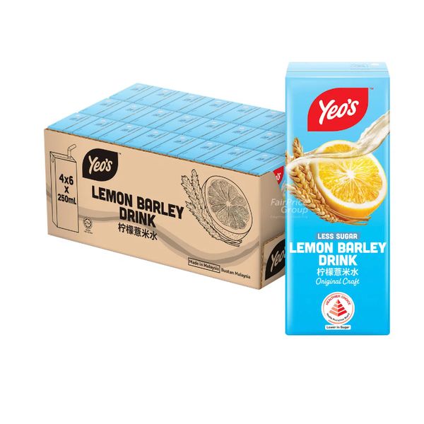[mfoods] Bundle of 2 cartons Yeo's Packet Drink - Lemon Barley (Not So Sweet) 250ml x 24 packets [LOCAL SG DELIVERY]