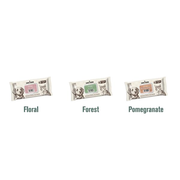 [mPets] Care For The Good Unscented/Baby Powder/Lavender/Aloe Vera/Floral/Forest/Pomegranate 100 pet wipes in one pack [LOCAL SG DELIVERY]
