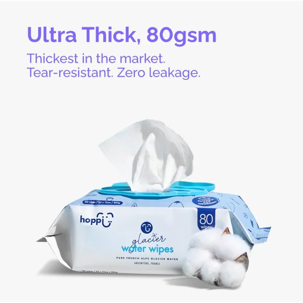 hoppi Glacier Water Wipes (20 Wipes x 5 per set) – view 2
