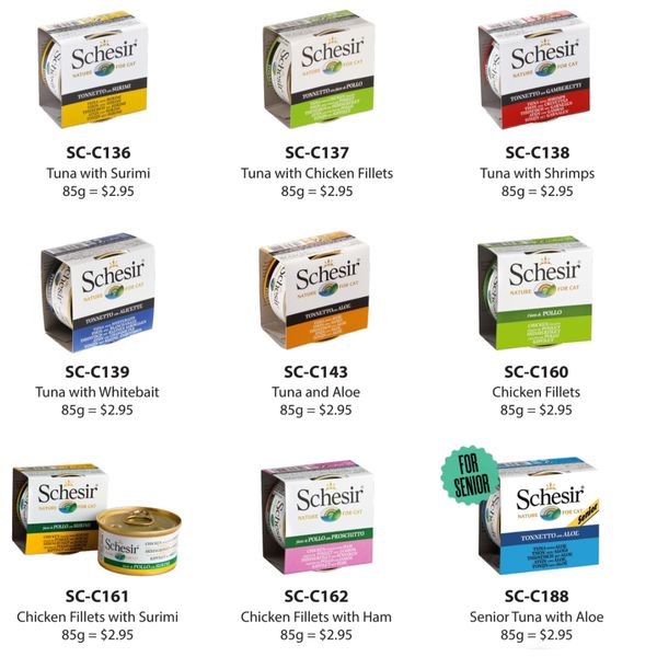 [mPets] Schesir Cat Food Can In Jelly (85g) (Senior and Kitten Varieties available too) [LOCAL SG DELIVERY]