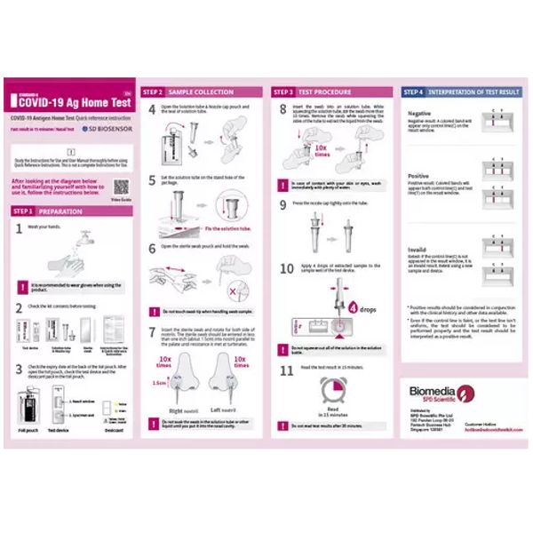 SD BIOSENSOR Standard Q Covid-19 Home Test Antigen Rapid Self Test (ART) (5 tests in 1 box) – view 2