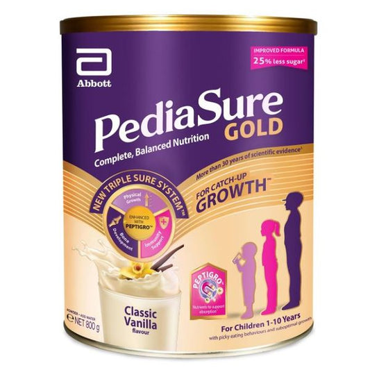 【mobileaid】【PediaSure】Gold with PeptiGro- Classic Vanilla, 800g【LOCAL SG DELIVERY】